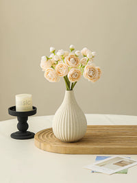 Ceramic Vase with Artificial Peony Bouquet for Table Decor