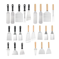Stainless Steel BBQ Grilling Tool Set - Spatula, Flipper, and Teppanyaki Spatula for Outdoor Cooking