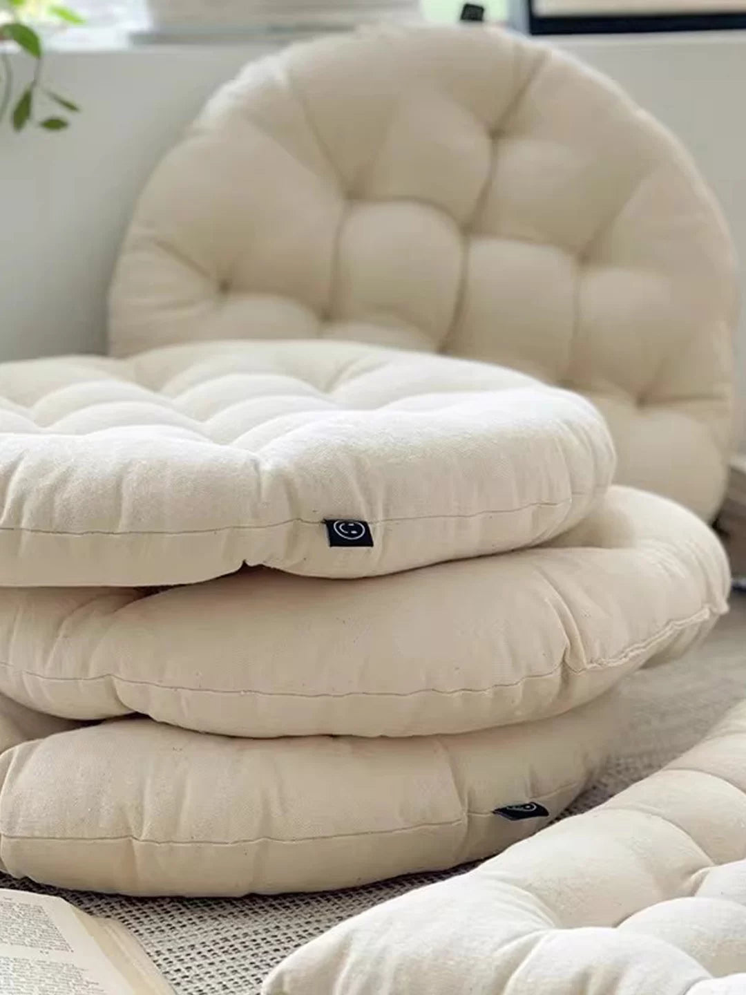 Wabi-Sabi Style Cotton Linen Floor Cushion Tatami Seat Pad for Office and Home