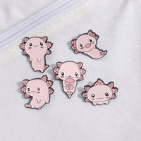 Cute Axolotl Animal Alloy Brooch Pin Cartoon Salamander Lapel Pin for Clothing and Bags