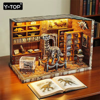 DIY Miniature Wooden Book Nook Model Kit - Dinosaur Research Institute 3D Puzzle