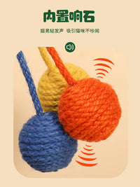 Hanging Sisal Ball Cat Toy - Durable Interactive Teaser for Self-Play and Entertainment