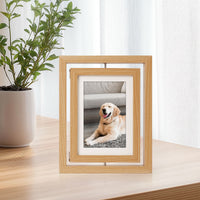 Rotatable Double-Sided Photo Frame for Pet Paw Print & Memories, Desktop Display