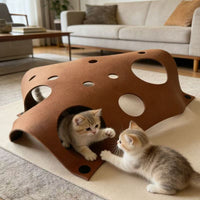 Cat Tunnel Play Mat with Scratch Pad, Thick Felt Interactive Pet Toy