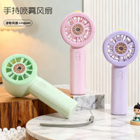 Cartoon Figurine USB Rechargeable Handheld Misting Fan with 3 Speeds