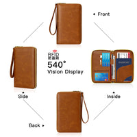 RFID Blocking Travel Passport Wallet with Zipper Closure