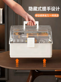 Multi-functional 3-Layer Foldable Tool Box with Compartments for Hardware Storage and Auto Repair
