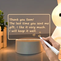 3D Message Board LED Night Light with Pen, USB Powered Dimmable Eye-Caring Bedside Lamp for Bedroom Decor