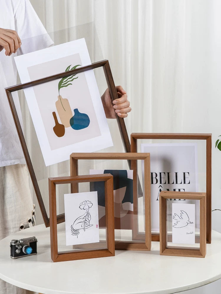 Double-Sided Transparent Acrylic Picture Frame for Wall Mounting or Tabletop Display