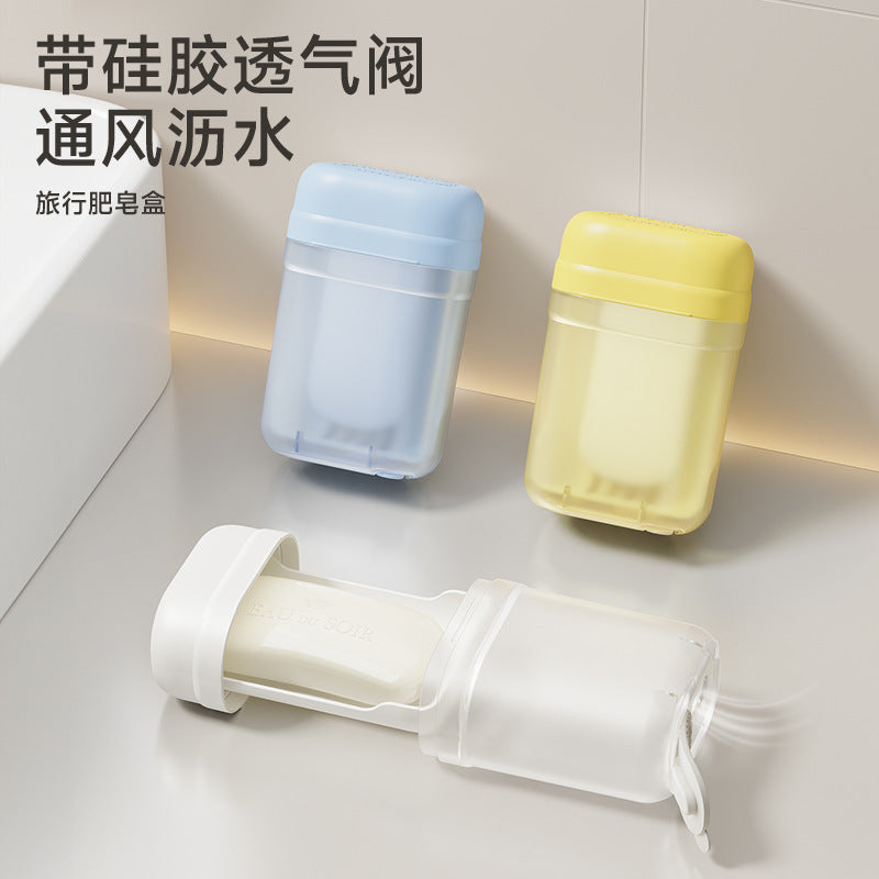 Portable Travel Soap Dish with Lid and Drain for Bar Soap, Japanese Style