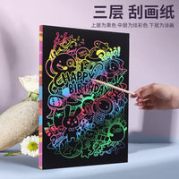 Kids' Rainbow Scratch Art Paper Set for DIY Graffiti and Drawing, Multiple Sizes Available