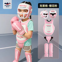 Kids' Boxing Muay Thai MMA Taekwondo Protective Gear Set with Helmet, Shin Guards, Chest & Groin Protector