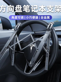 Car Steering Wheel Laptop Desk Mount Multi-functional Foldable Tray for Office Work and Tablet Use