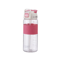 Portable Sports Water Bottle with Straw, Flip-Top Lid, Scale Markings, and Anti-Slip Silicone Sleeve