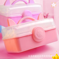 Cartoon 3-Layer Storage Box Art Supply Organizer for Students