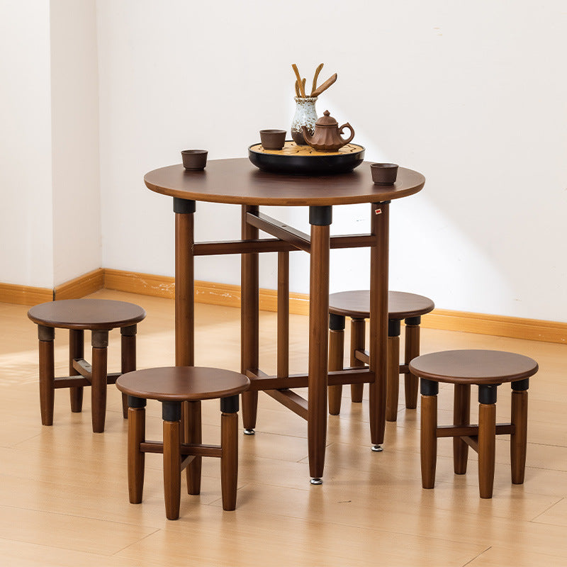 Foldable Round Coffee Table and Stool Set for Living Room Balcony Outdoor Use