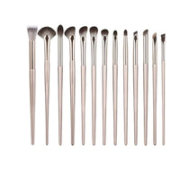 15-Piece Gilded Makeup Brush Set with Soft Bristles and Storage Bag
