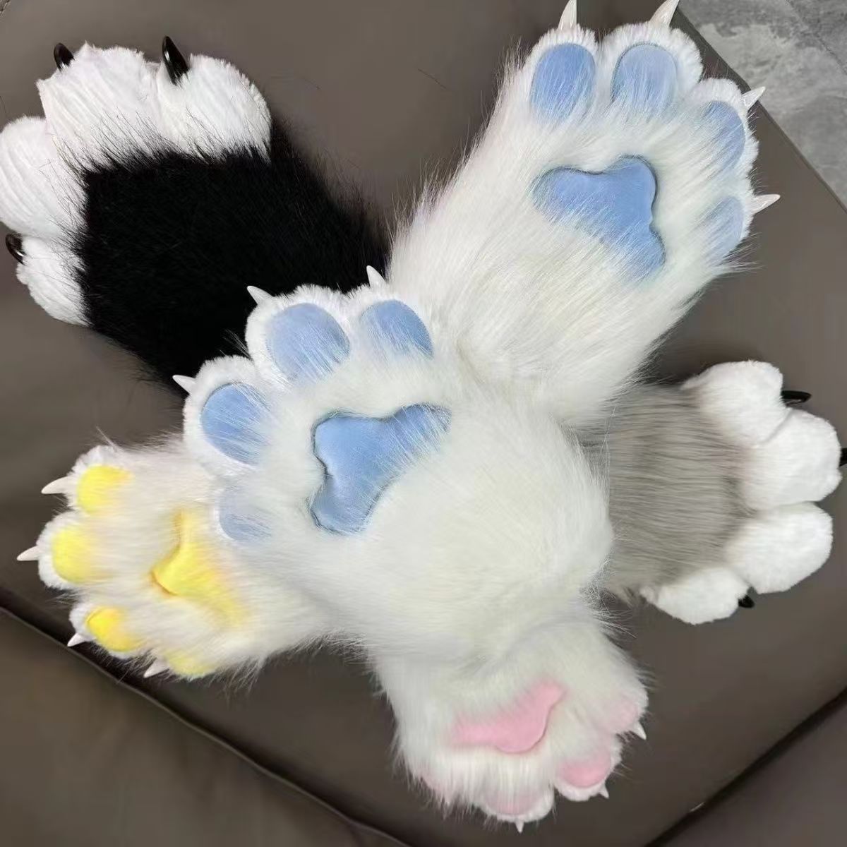 Furry Animal Paw Gloves with Squeaker and Claws for Cosplay