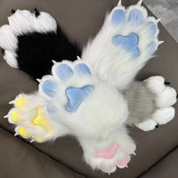 Furry Animal Paw Gloves with Squeaker and Claws for Cosplay