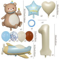 Matte Cake Bear Balloon Set for Birthday Party Decorations and Photo Props