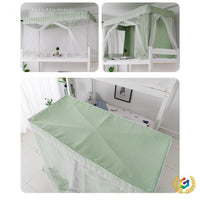 Blackout Dormitory Bed Curtain with Retractable Stand, Solid Color Thickened Privacy Drape for Bunk Beds