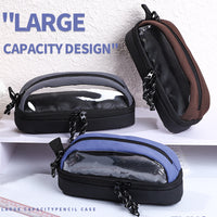 Semi-Circular Pencil Case Large Capacity Waterproof Stationery Pouch for Middle School Students
