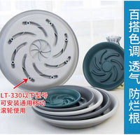 Thickened Resin Breathable Plant Pot Saucer with Wheels, Round Drainage Tray for Succulents and Potted Plants