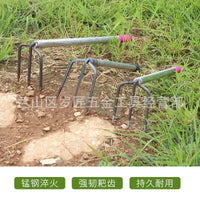 Steel Rake Garden Cultivator Hand Tool for Soil Loosening and Harvesting