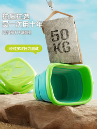 Kids Foldable Beach Sand Toy Set with Bucket, Shovel, and Rake for Outdoor Play