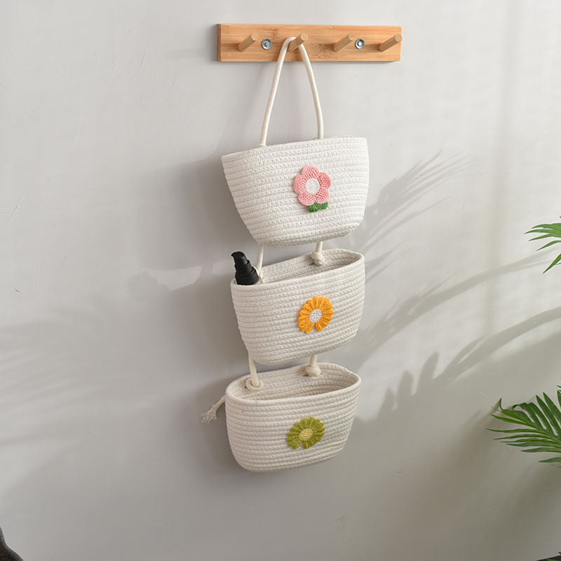 3-Tier Handwoven Christmas Tree Hanging Basket for Storage and Decoration