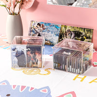 Acrylic Clear Storage Box for Badges and Small Cards with Lid, Desktop Organizer