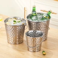 Stainless Steel Hammered Ice Bucket for Bar and Commercial Use, European Style Champagne and Wine Chiller