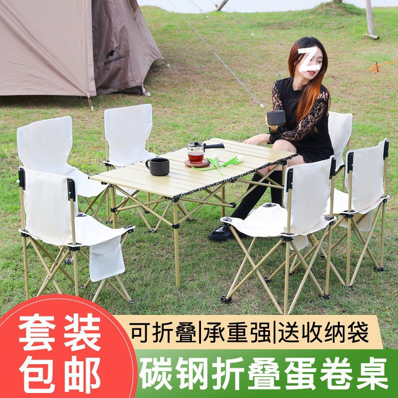 Portable Aluminum Alloy Folding Camping Table and Chair Set for Outdoor Picnic BBQ