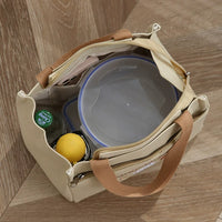 Waterproof Canvas Lunch Bag for Women, Portable Bento Tote with Zipper
