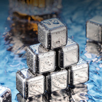 Reusable 304 Stainless Steel Ice Cubes for Whiskey and Wine, Fast Freezing Chilling Stones Set