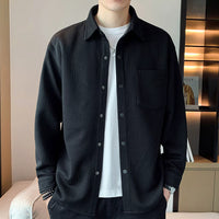 Men's Waffle Knit Long Sleeve Casual Shirt Jacket