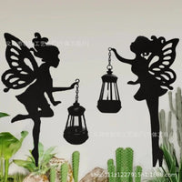 Outdoor Solar Powered Animal Silhouette Garden Stake Lights - Waterproof Iron Art Cat and Dog Lawn Ornaments for Patio Decor