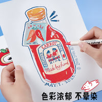 Red Acrylic Marker Pen Dual Tip Art Sketching Hook Line Pen Red Ink Watercolor Pen Waterproof Student Graffiti Marker