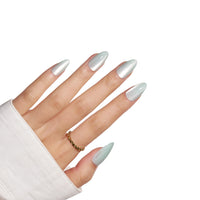 24PCS Solid Color Wide Cat Eye Almond Press-On Nails