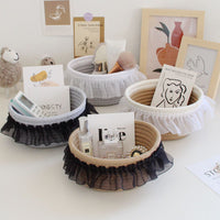 Hand-Woven Cotton Rope Storage Basket for Desktop Organization, Cosmetics, and Home Decor