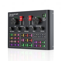 Professional Live Streaming Sound Card Kit with Condenser Microphone and Stand for DJ KTV Voice Changing Noise Reduction