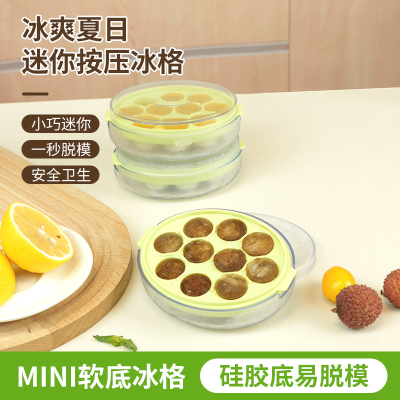 10-Grid Round Ice Ball Maker Mold with Lid for Refrigerator, Creative Ice Cube Tray