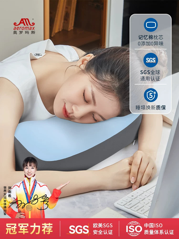 Memory Foam Neck Support Pillow for Office Naps and Sleep