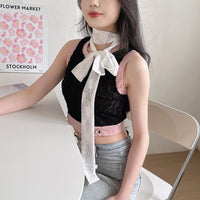 Double-Layer Elastic Lace Scarf Long Hair Tie Belt for Women