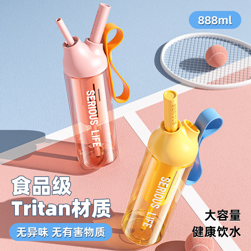 2025 New Design High-Capacity Straw Water Bottle for Sports & Outdoors