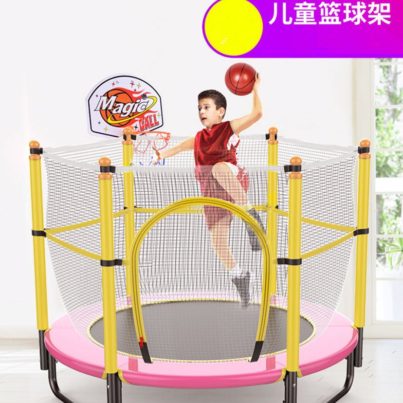 Kids Indoor Mini Trampoline with Safety Net for Home Use, Children's Bouncing Bed