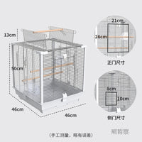 Large Stainless Steel Parrot Cage for Cockatiels and Peonies, Easy to Clean, Splash-Proof Breeding Cage
