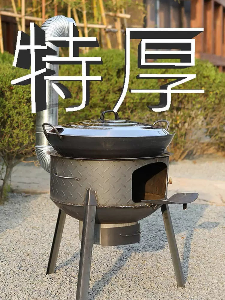 Portable Wood-Burning Stove for Outdoor Camping and Home Heating, with Reinforced Steel Base