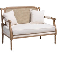 French Solid Wood Natural Rattan Double Sofa Vintage Single Leisure Chair for Living Room Hotel Villa Furniture