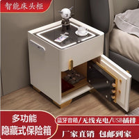 Smart Nightstand Safe with Password Lock, Modern Minimalist Luxury Bedside Table for Home Bedroom, 2024 New Model
